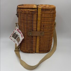 Bacchus Picnic Time Wicker Basket with Strap and Accessories